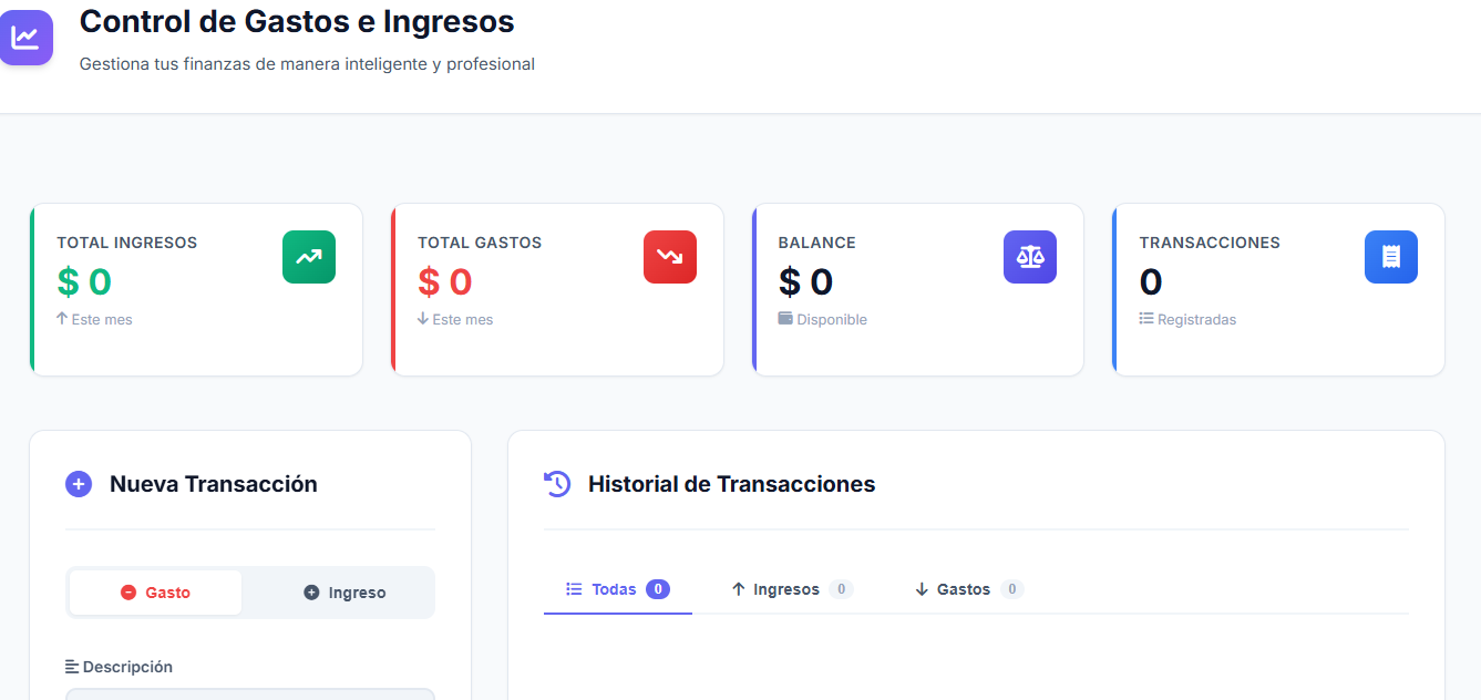 Sistema de Control de Gastos - Captura de pantalla
